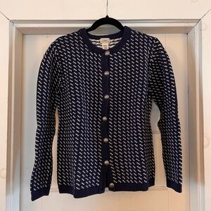 L.L. Bean Navy and Cream Knit Sweater